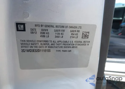 2013 Chevrolet Impala Lt из США, поврежденный, VIN 2G1WG5E32D1118155